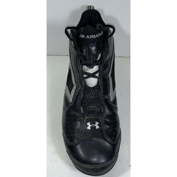 UNDER ARMOUR Mid FOOTBALL CLEATS BLACK/SILVER Men's US Size 12 - Picture 14 of 16